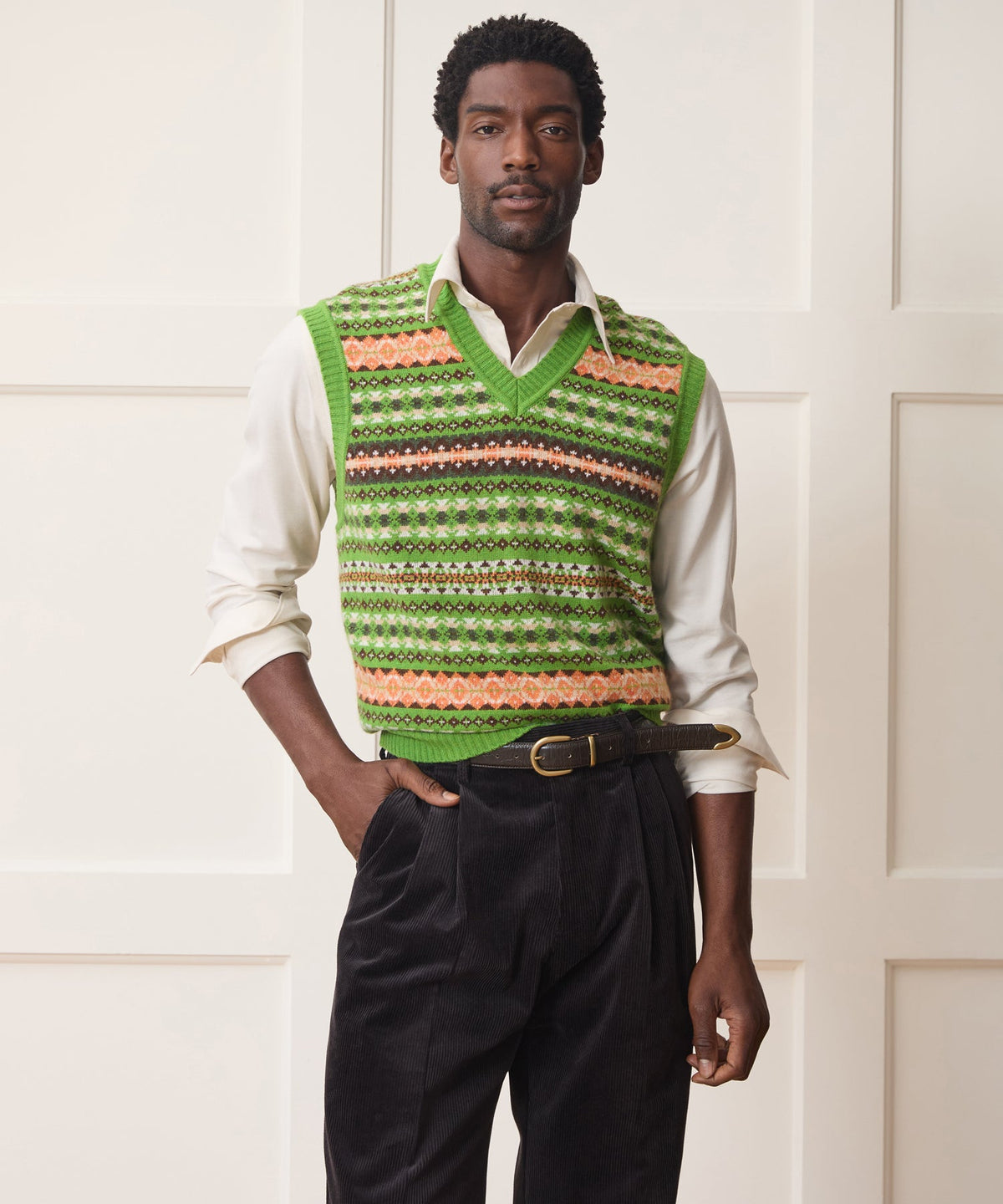 Fair Isle Sweater Vest - Green Fern