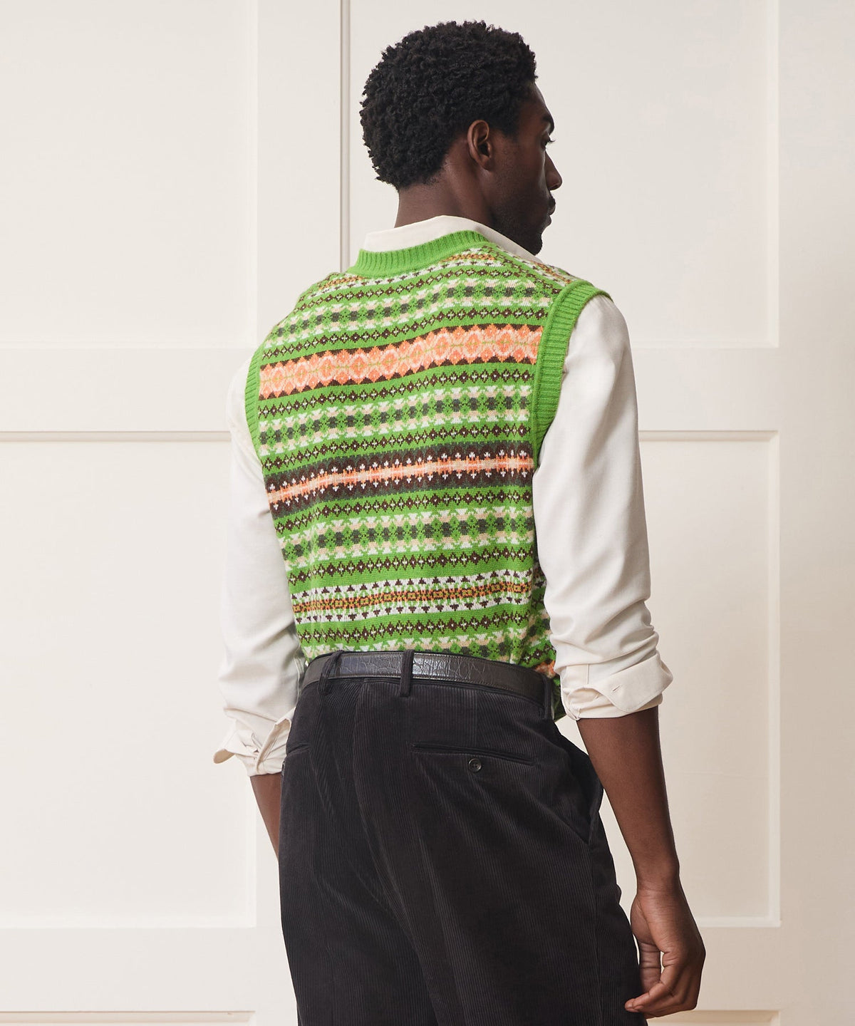 Fair Isle Sweater Vest - Green Fern