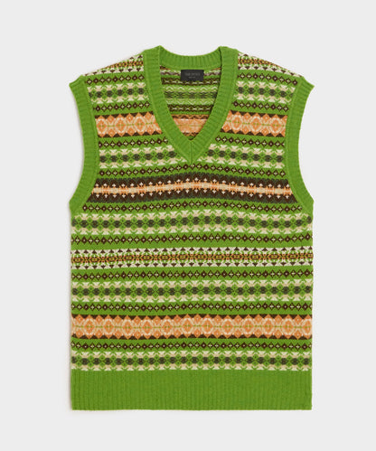 Fair Isle Sweater Vest - Green Fern