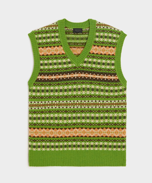 Fair Isle Sweater Vest - Green Fern