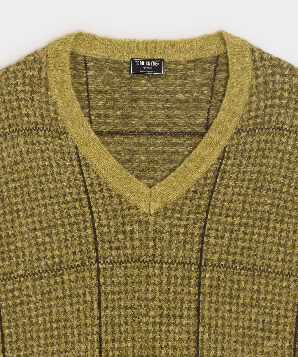 Glen Plaid V-Neck Sweater - Bitter Gold