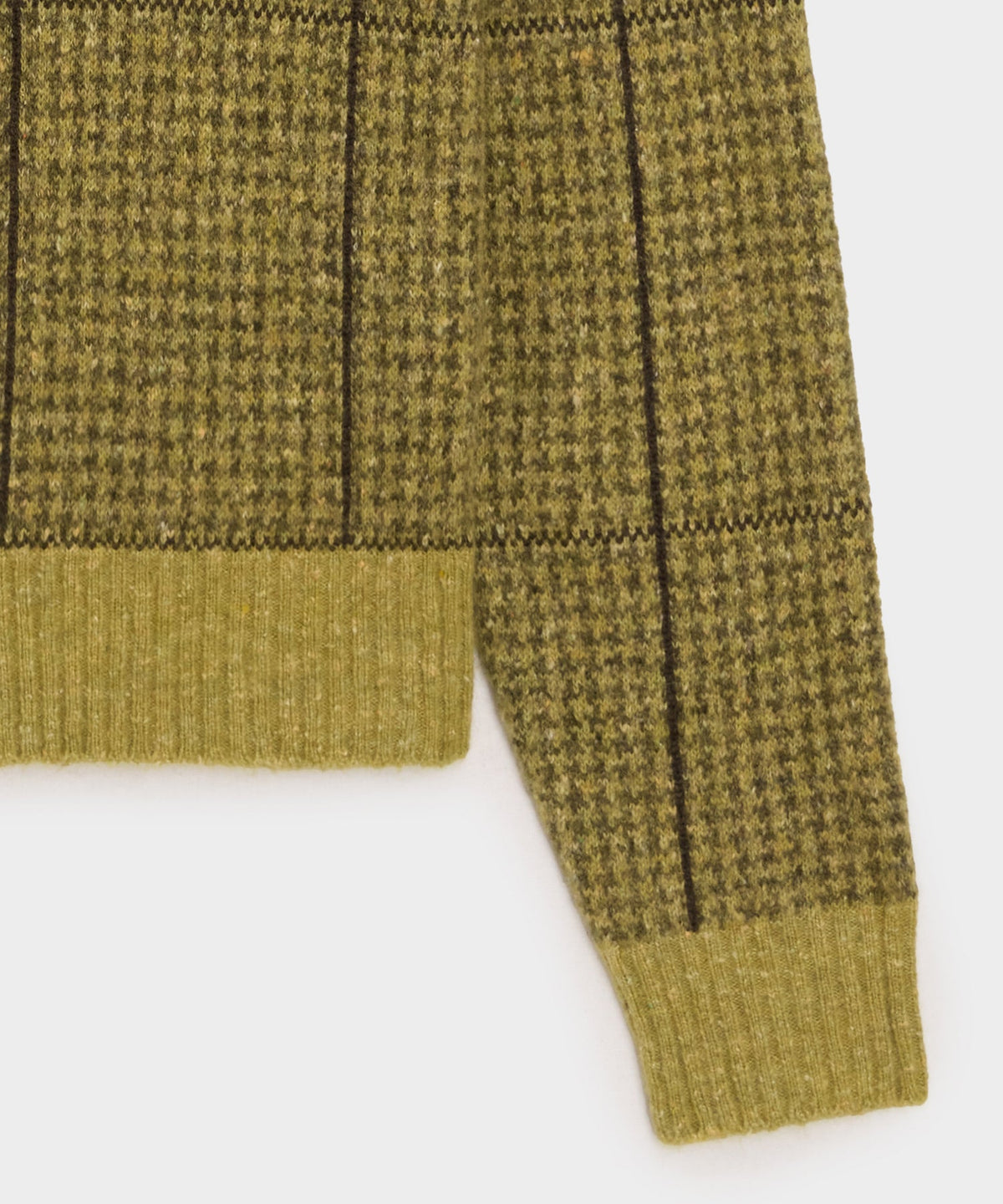Glen Plaid V-Neck Sweater - Bitter Gold