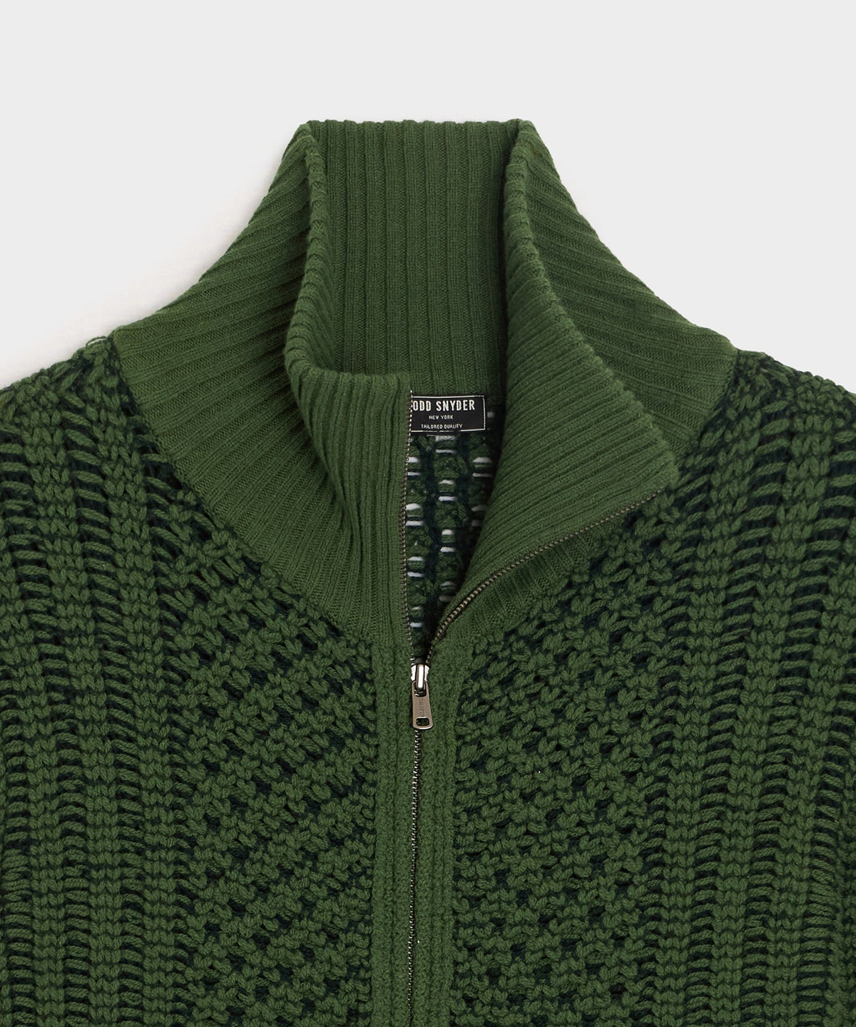 Lattice Mockneck Sweater Jacket - Forest Green