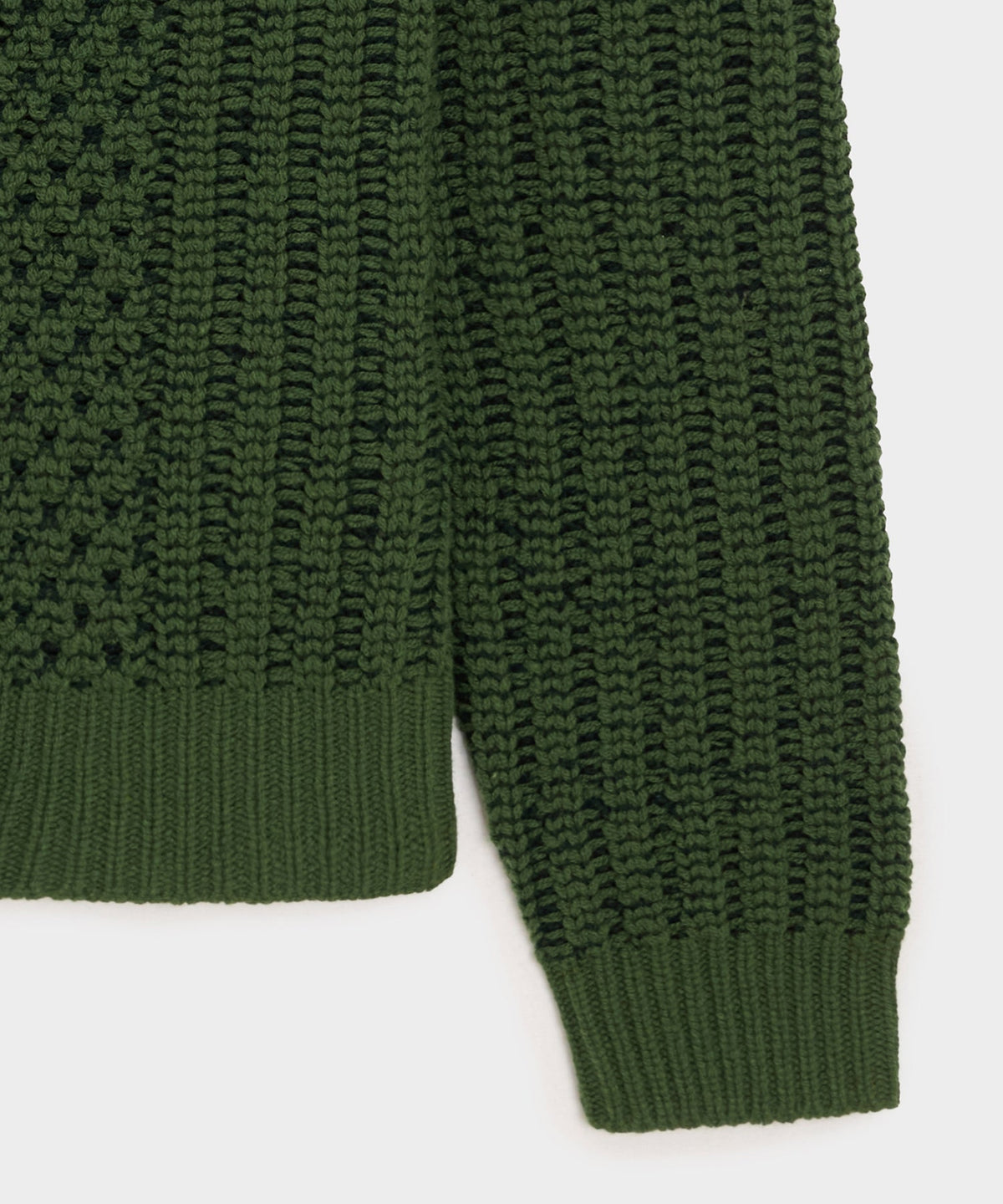 Lattice Mockneck Sweater Jacket - Forest Green