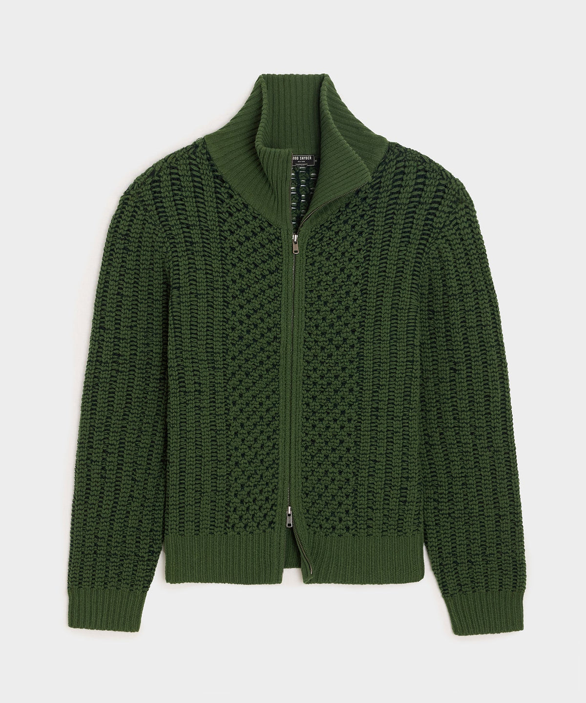 Lattice Mockneck Sweater Jacket - Forest Green