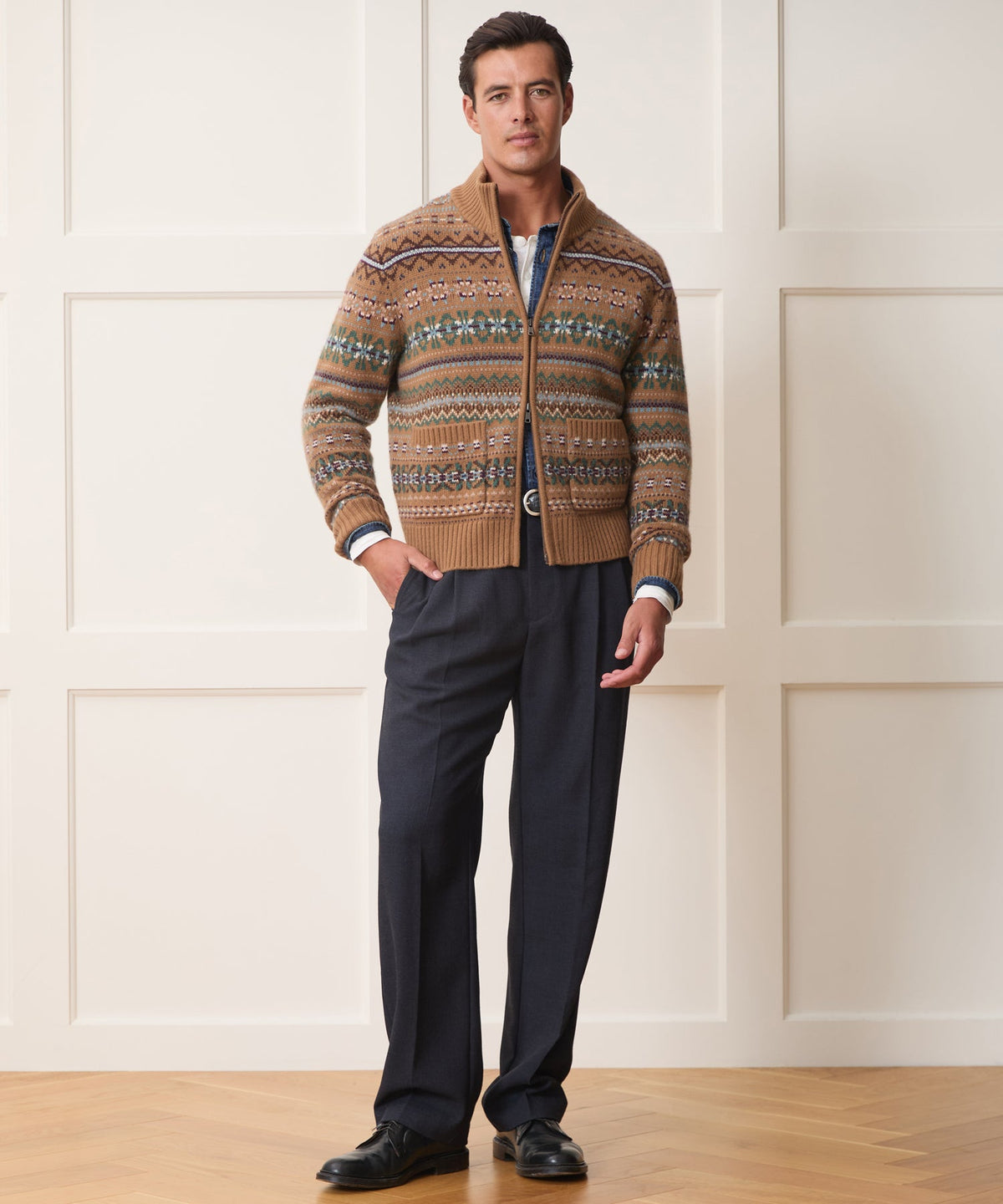 Todd Snyder x Lagavulin Fair Isle Sweater Jacket - Brown