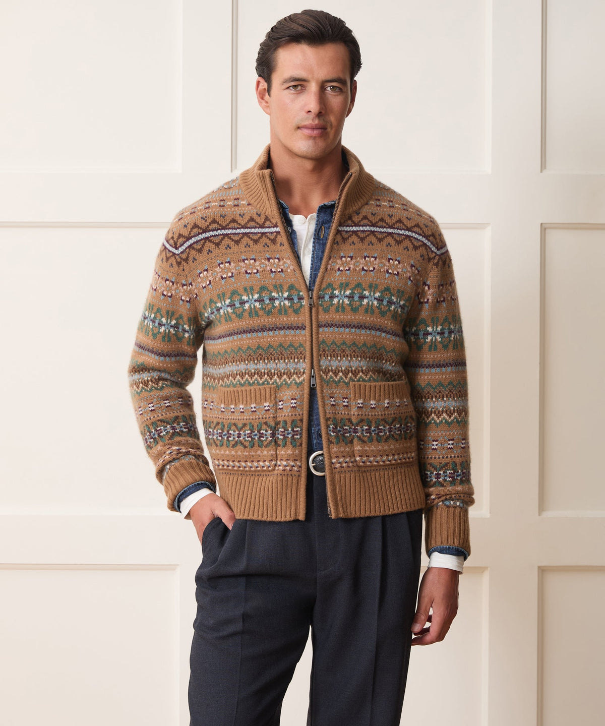 Todd Snyder x Lagavulin Fair Isle Sweater Jacket - Brown
