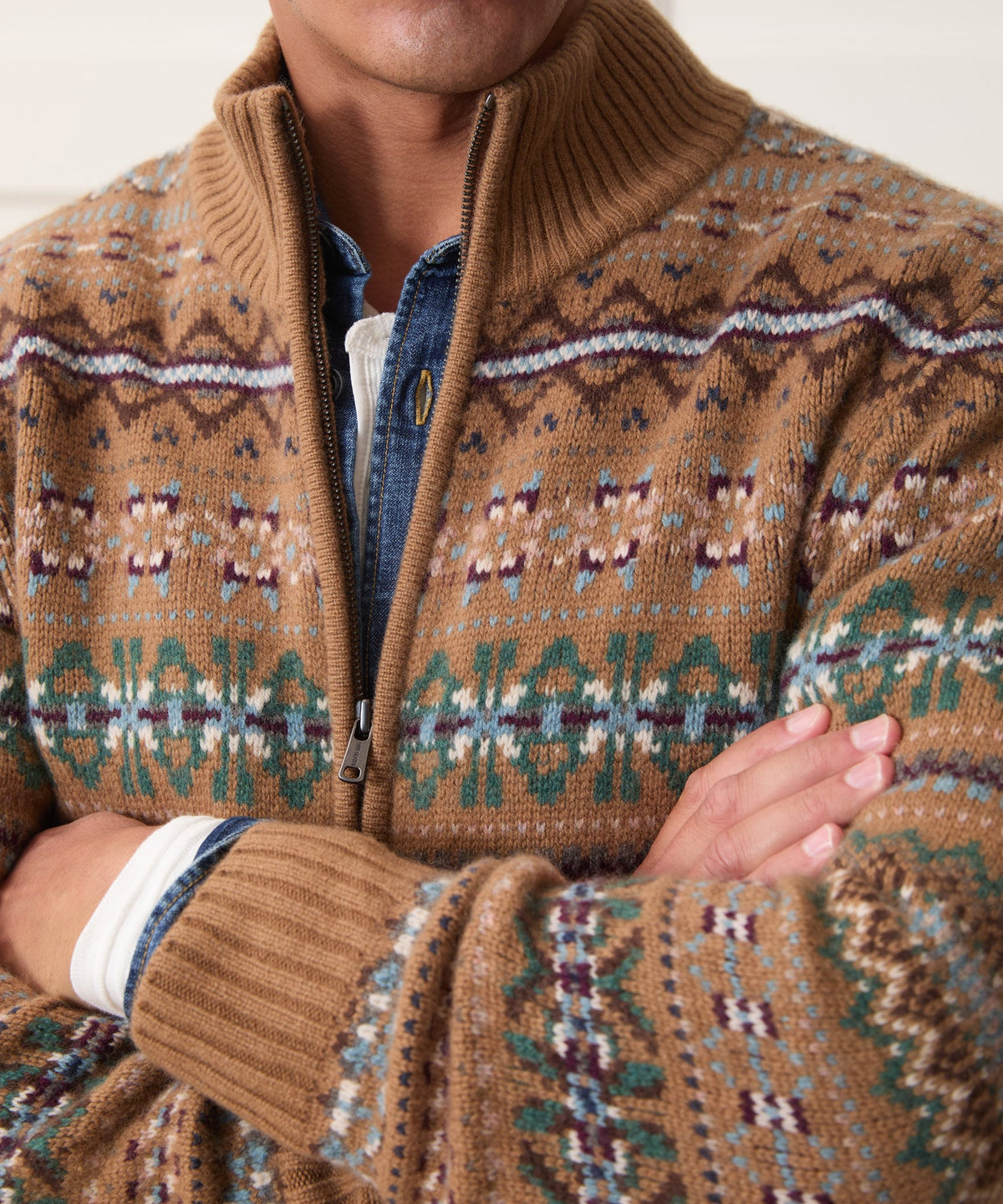 Todd Snyder x Lagavulin Fair Isle Sweater Jacket - Brown