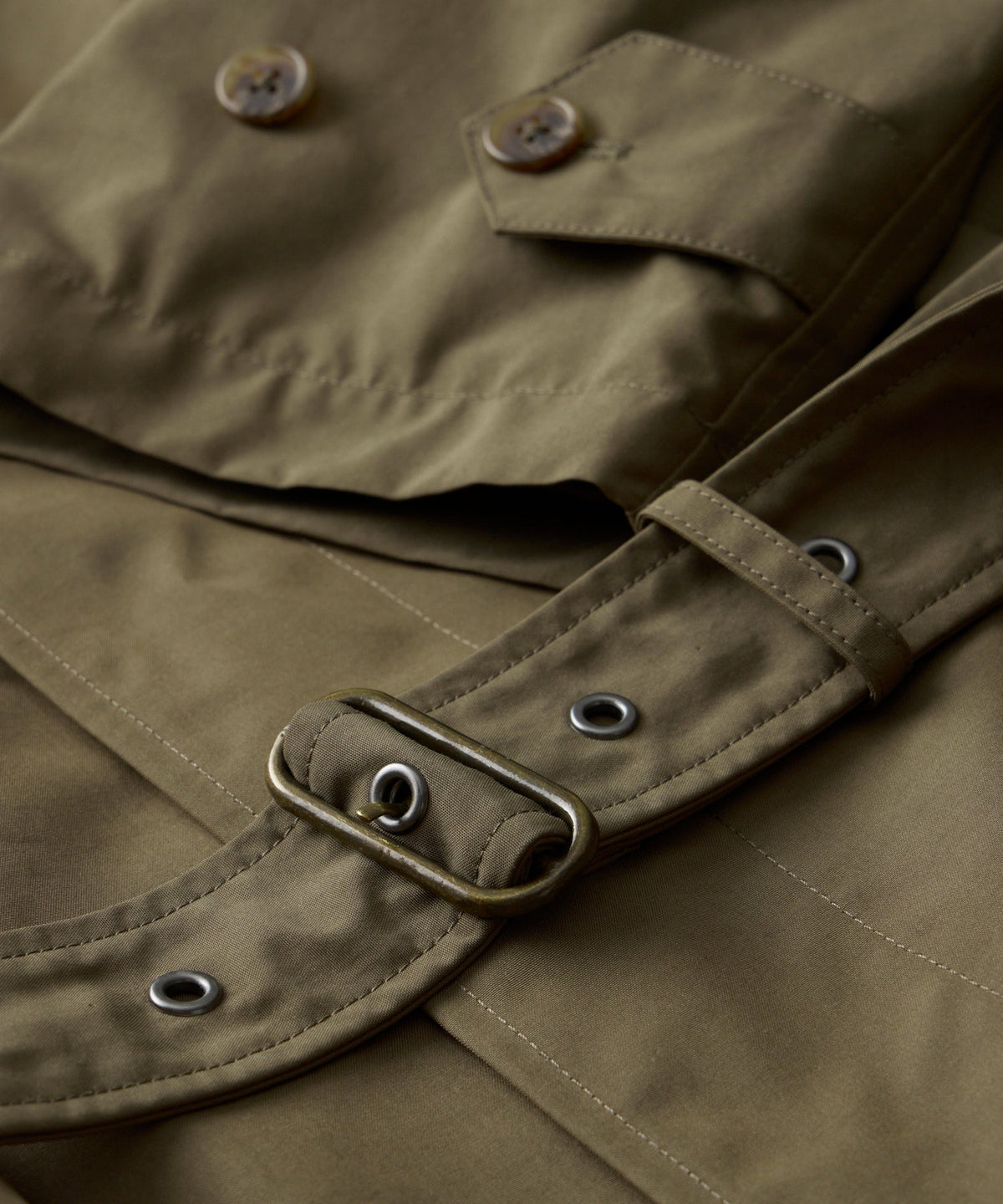 Italian Belted Balmacaan Trench Coat - Olive