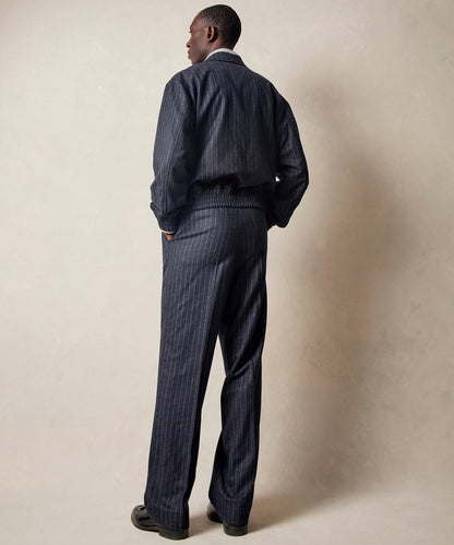 Italian Wool Self Belt Trouser - Navy