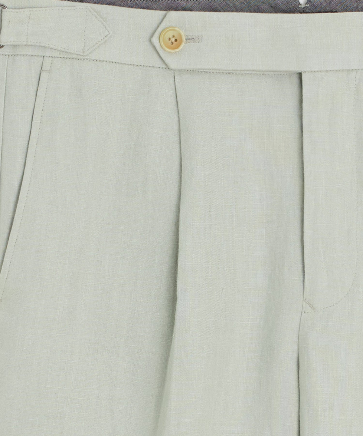 Irish Linen Side Tab Trouser - Dove Grey