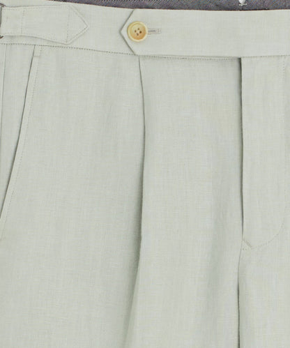 Irish Linen Side Tab Trouser - Dove Grey