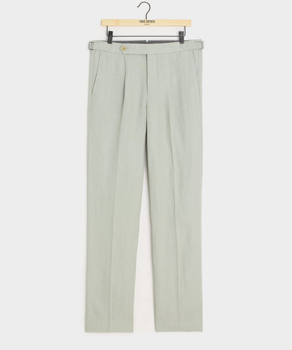 Irish Linen Side Tab Trouser - Dove Grey