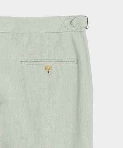 Irish Linen Side Tab Trouser - Dove Grey