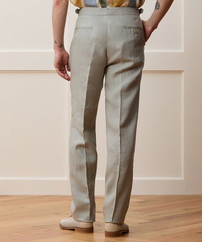 Irish Linen Side Tab Trouser - Dove Grey