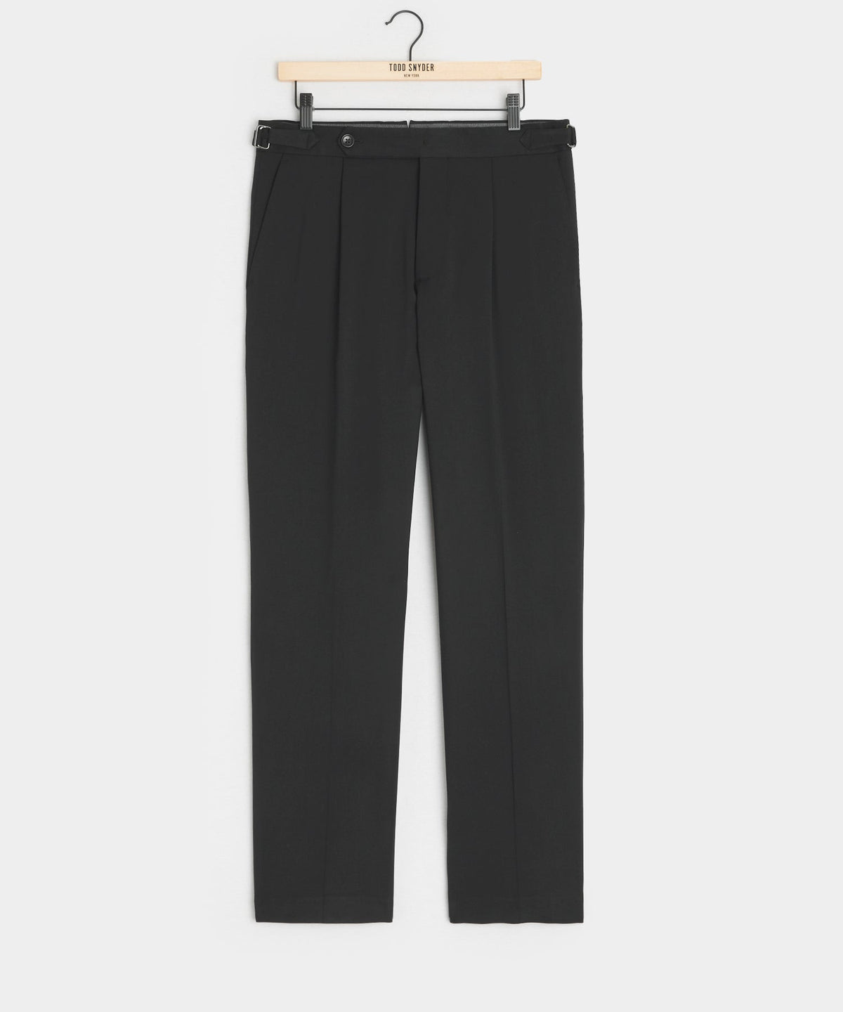 Italian Gabardine Side Tab Trouser - Black
