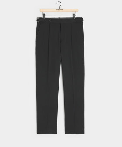 Italian Gabardine Side Tab Trouser - Black