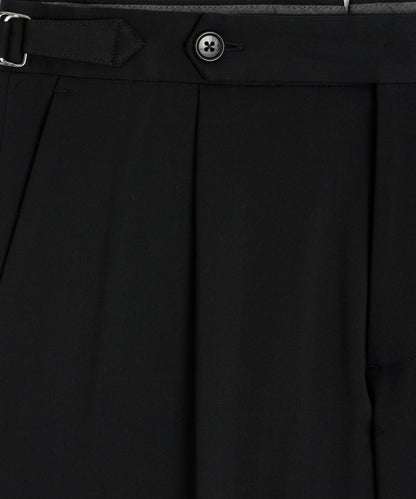 Italian Gabardine Side Tab Trouser - Black