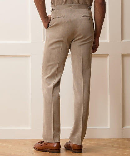 Italian Cavalry Twill Side Tab Trouser - Tan