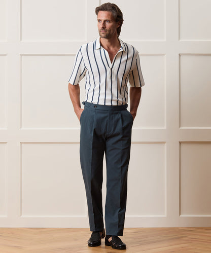 Italian Seersucker Side Tab Trouser - Antique Teal