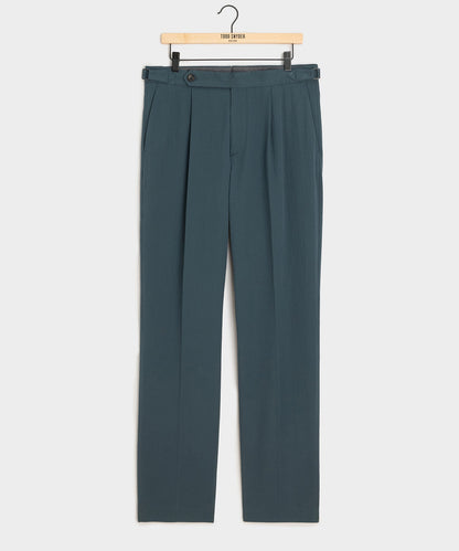 Italian Seersucker Side Tab Trouser - Antique Teal