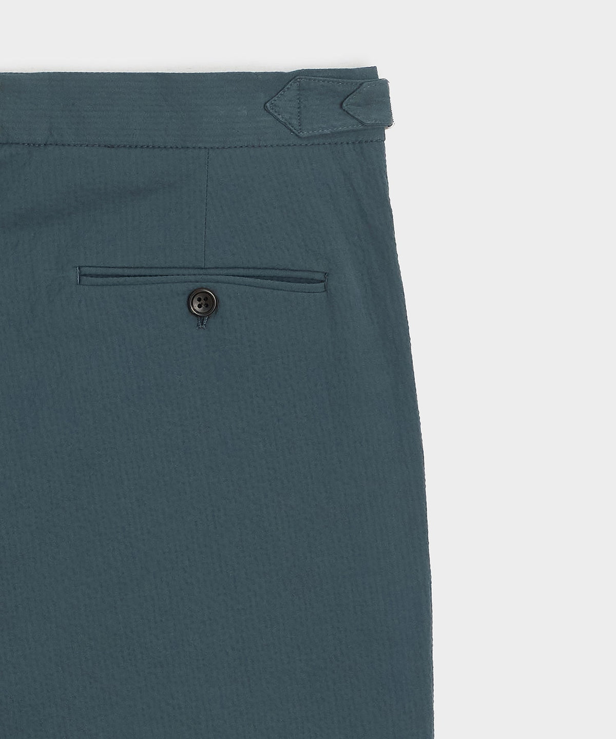 Italian Seersucker Side Tab Trouser - Antique Teal