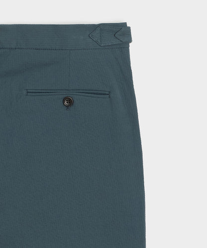Italian Seersucker Side Tab Trouser - Antique Teal