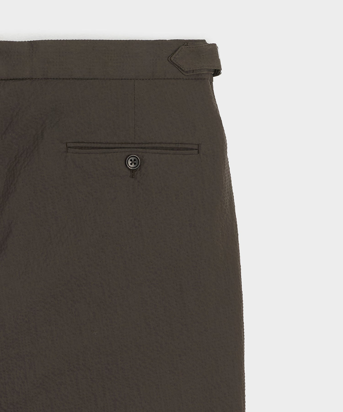 Italian Seersucker Side Tab Trouser - Dark Brown