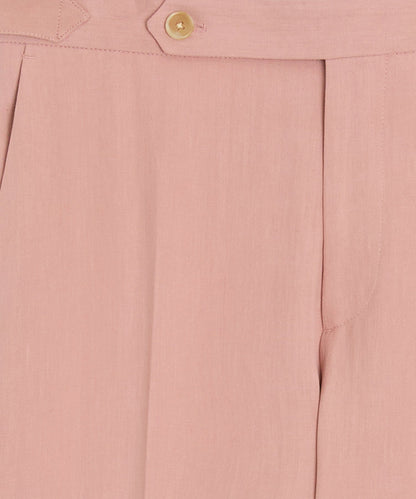Italian Sueded Linen Side Tab Trouser - Dusty Rose