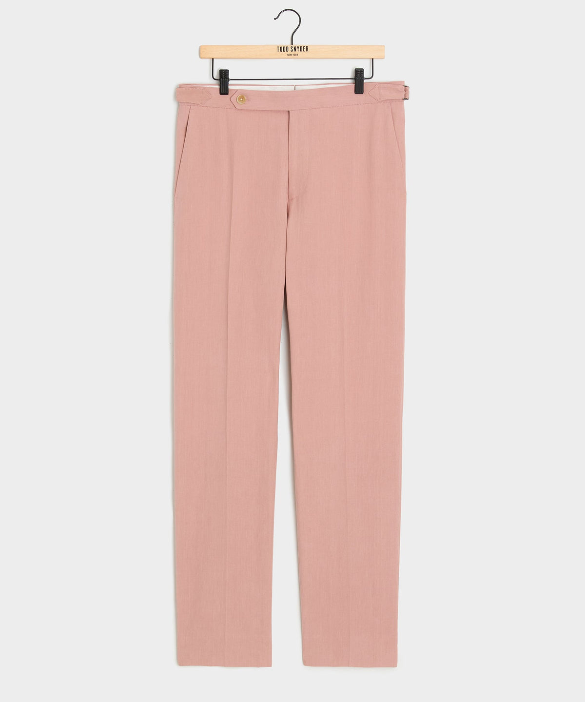 Italian Sueded Linen Side Tab Trouser - Dusty Rose