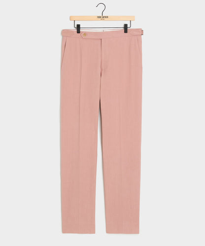 Italian Sueded Linen Side Tab Trouser - Dusty Rose