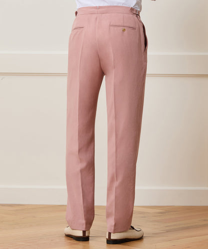 Italian Sueded Linen Side Tab Trouser - Dusty Rose