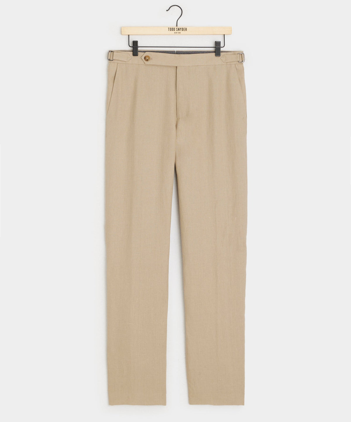Italian Linen Side Tab Trouser - Beige