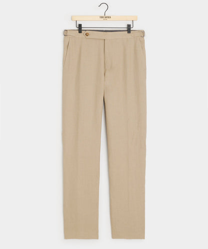 Italian Linen Side Tab Trouser - Beige