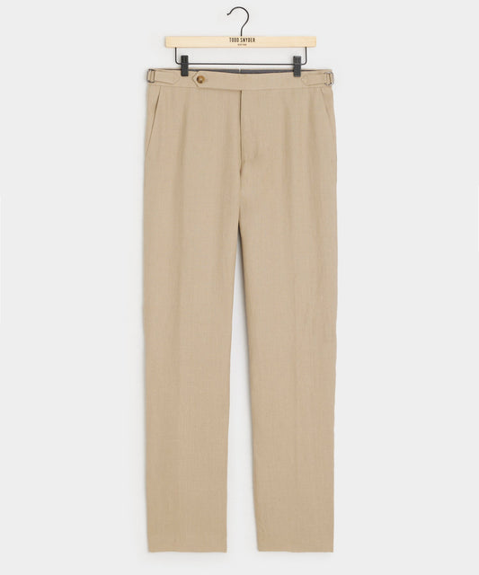 Italian Linen Side Tab Trouser - Beige
