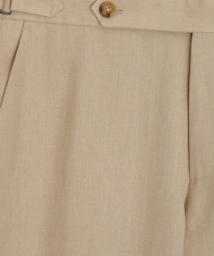 Italian Linen Side Tab Trouser - Beige