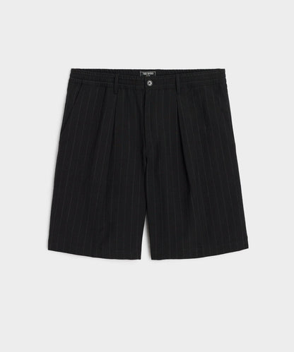 10" Italian Pinstripe Relaxed Short - Black