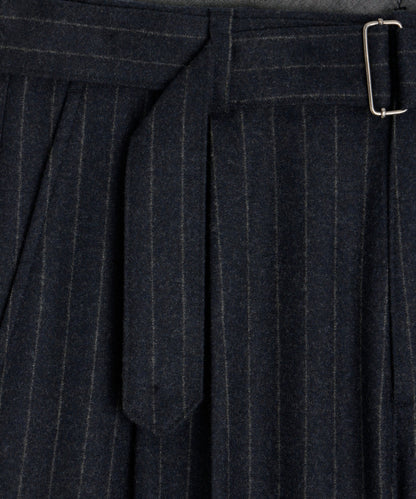Italian Wool Self Belt Trouser - Navy