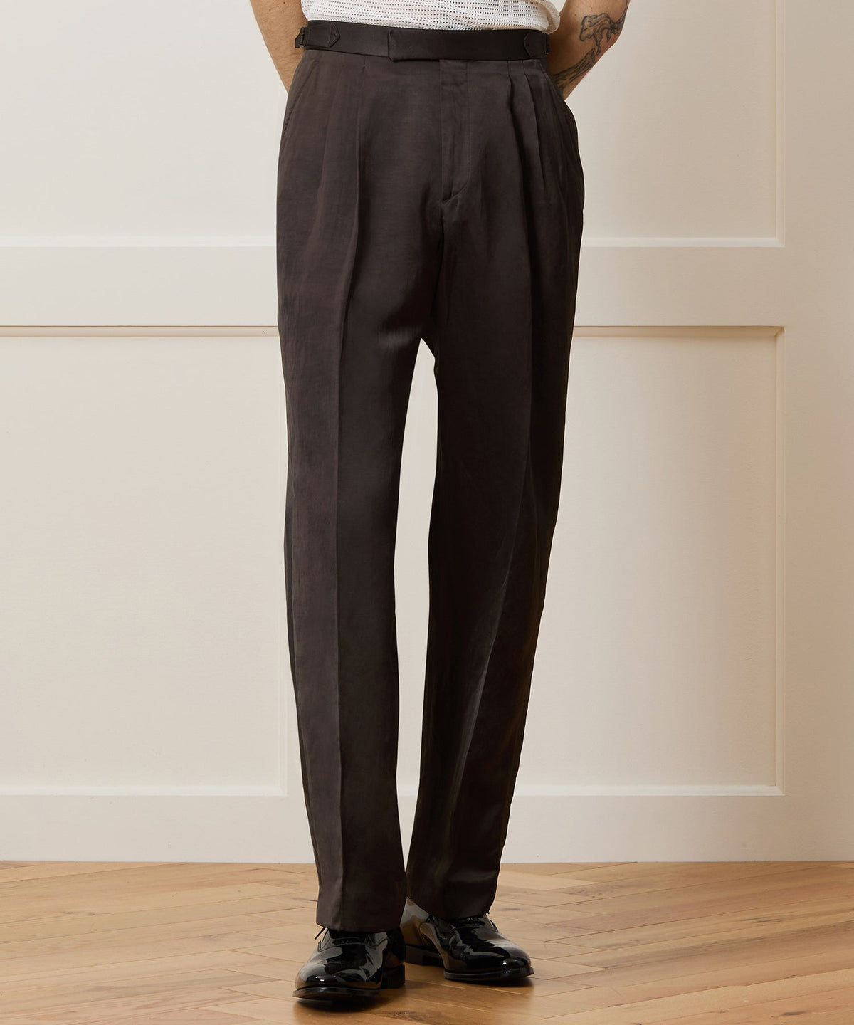 Relaxed Italian Tuxedo Trouser - Brown