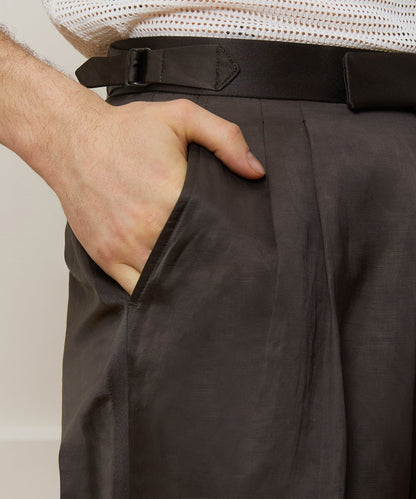 Relaxed Italian Tuxedo Trouser - Brown
