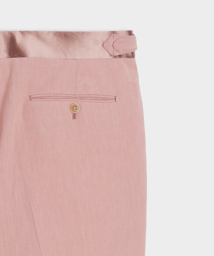 Relaxed Italian Sueded Linen Tuxedo Trouser - Dusty Rose