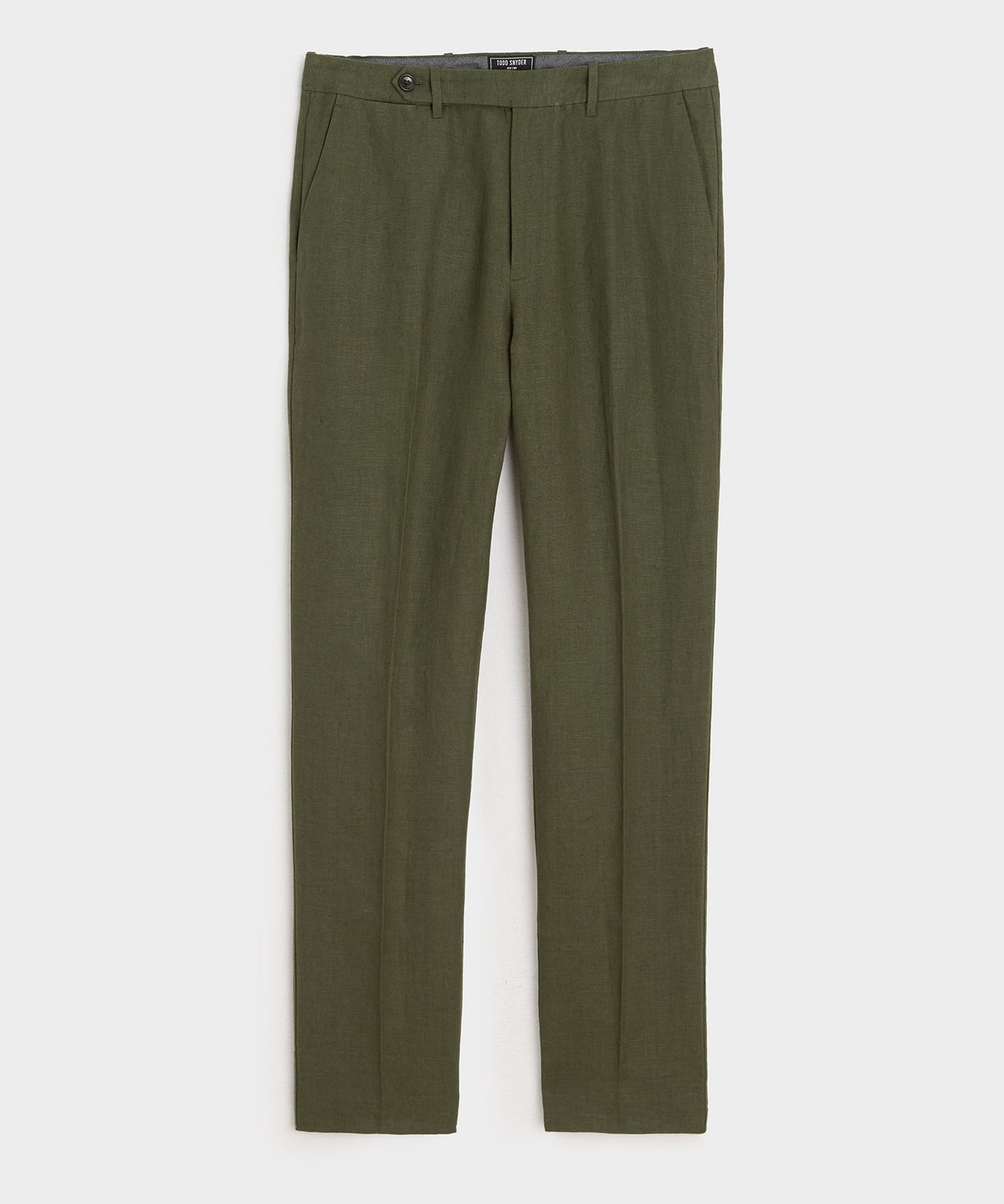 Straight Fit Linen Tab Trouser - Green Laurel