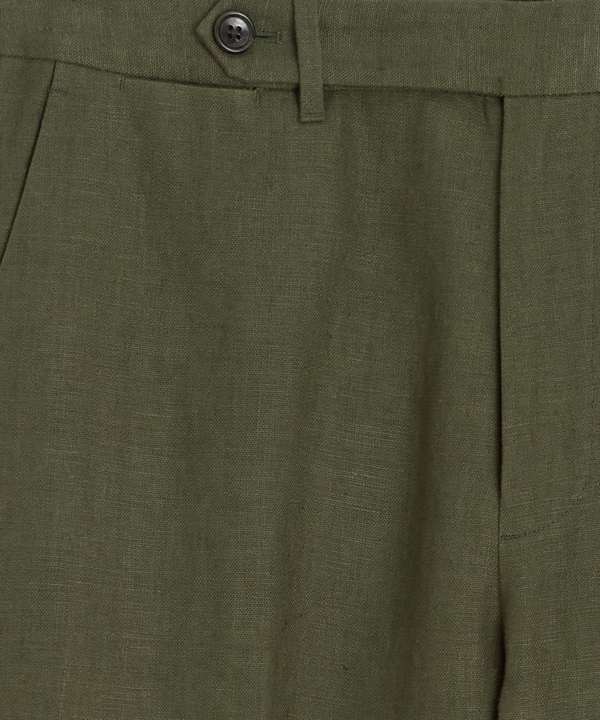 Straight Fit Linen Tab Trouser - Green Laurel