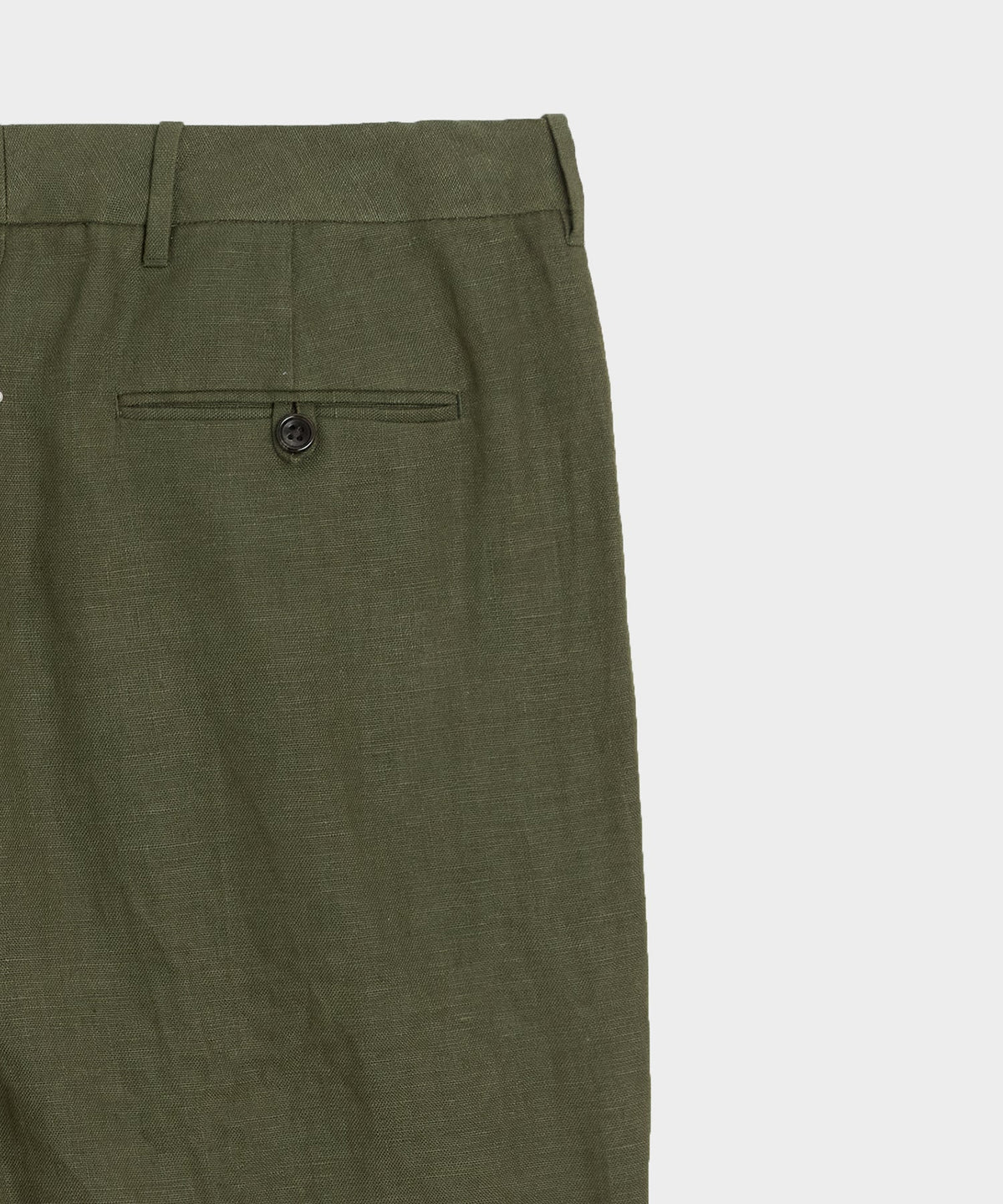 Straight Fit Linen Tab Trouser - Green Laurel