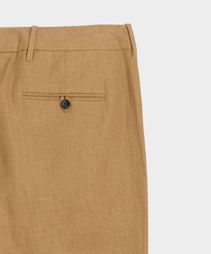 Straight Fit Linen Tab Trouser - Mojave Gold