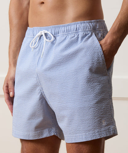 5" Seersucker Montauk Swim Trunk - Light Blue