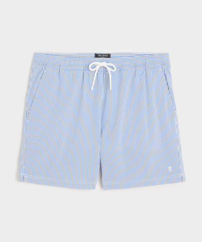 5" Seersucker Montauk Swim Trunk - Light Blue