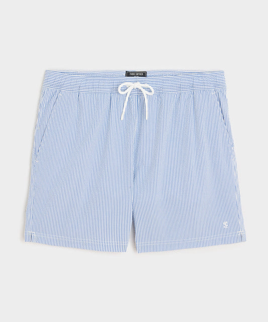 5" Seersucker Montauk Swim Trunk - Light Blue
