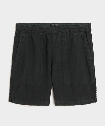 7" Linen Beach Short - Black