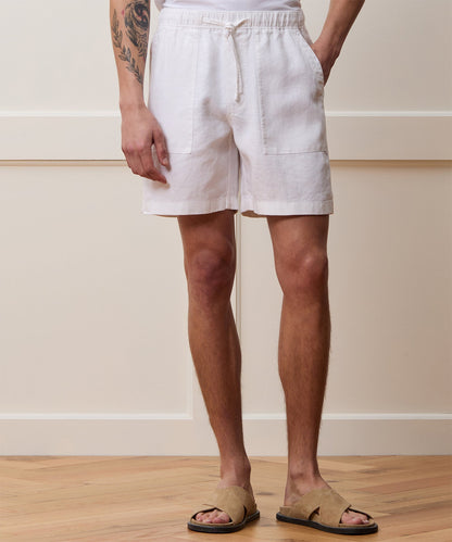 7" Linen Beach Short - White